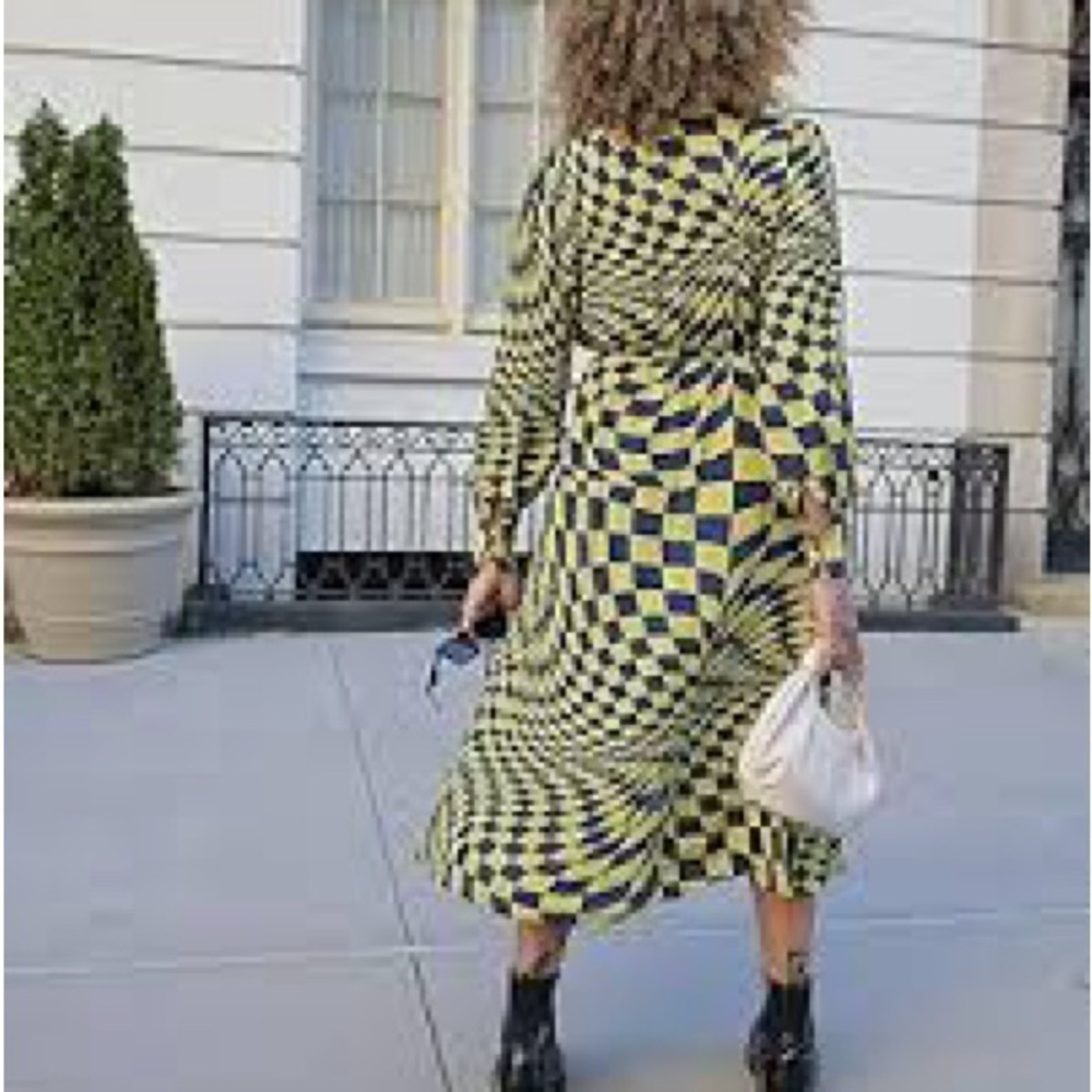 NWT, The Drop, EYE-Catching, Geo-Printed Dress, Button-Up, Belted, Size S - Picture 3 of 7